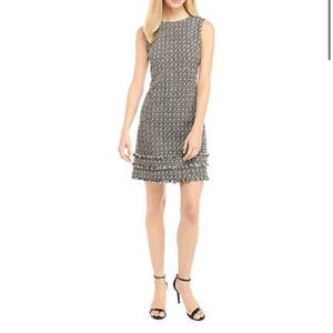 New Calvin Klein Womens Ruffled Hem Tweed Dress 10
